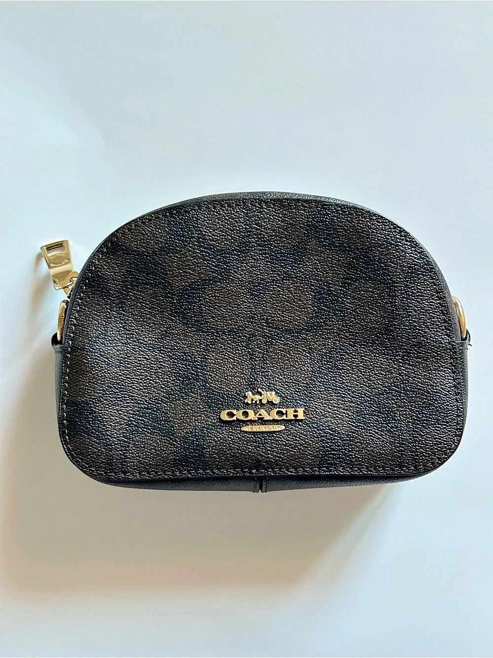 Coach Mini Serena Crossbody In Signature Canvas Brown & Black Crossbody Bag